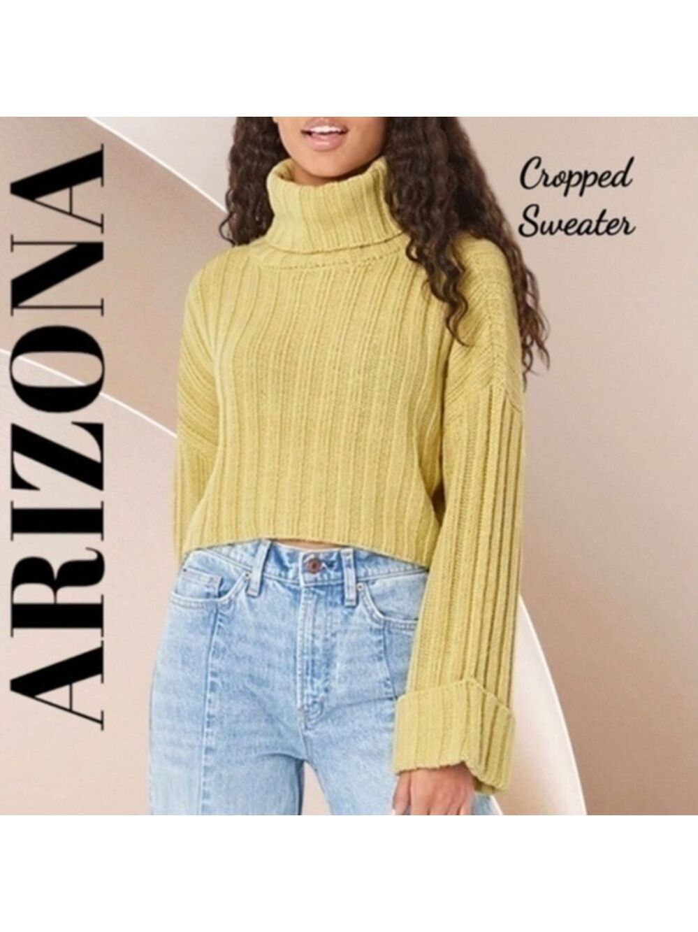 ARIZONA Long Sleeve Loose Fit Large-Stitch Cropped Turtleneck Sweater NWT/XL Jr